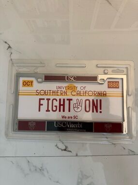 USC Viterbi 'Fight On!' License Plate Frame - Cardinal & Gold